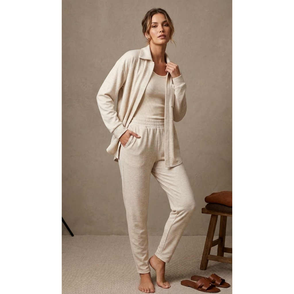 Conjunto Feminino Moletom Calça +Camisa Soltinha Confortável
