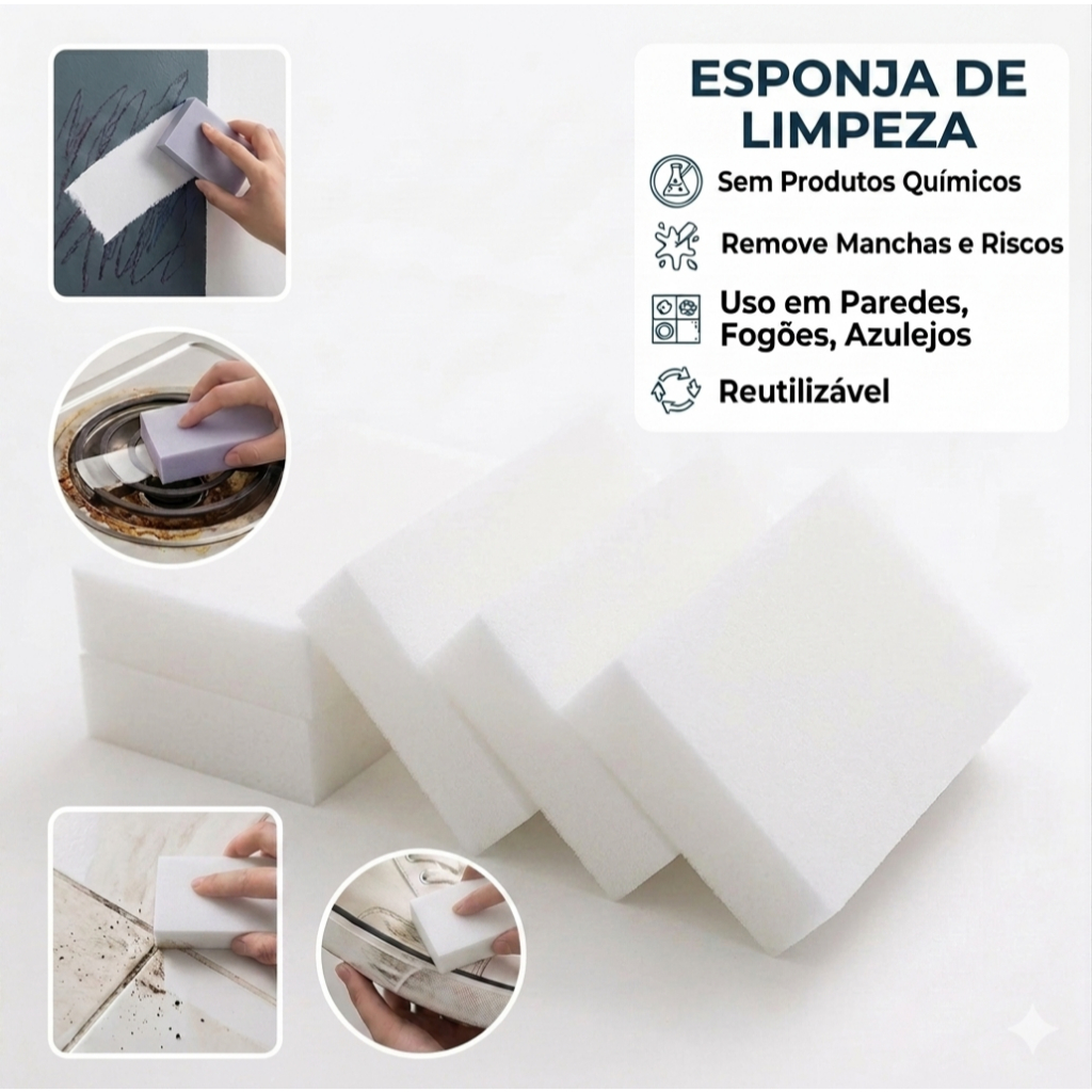 Esponja Mágica Limpa Tênis Nano Tecnologia - 4 Unidades