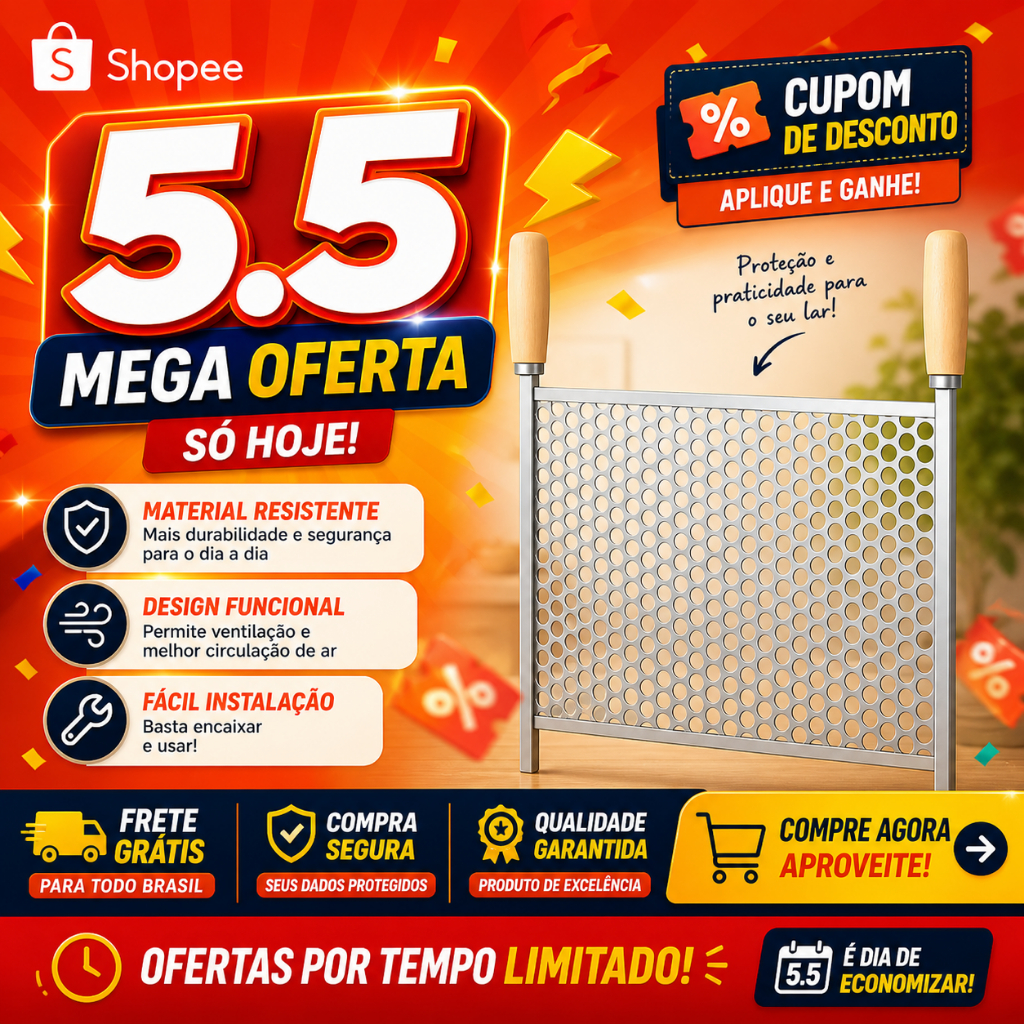 Grelha Churrasco Grande Tela Moeda 50x50cm Alças De Madeira