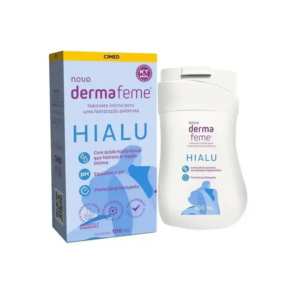 DERMAFEME HIALU Sabonete Líquido Íntimo Hidratação Poderosa Com Ácido Hialurônico 100ml