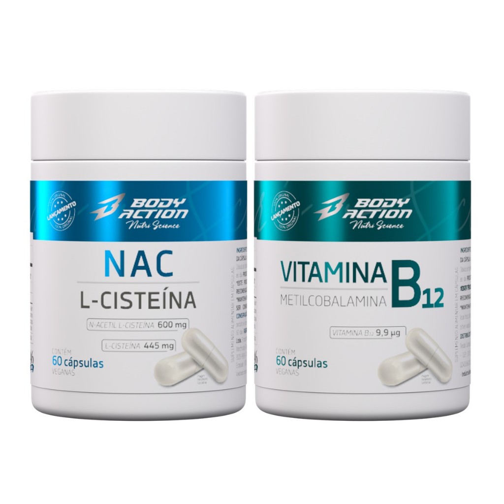 Kit Nac Acetilcisteína + Vitamina B12 Metilcobalamina Bodyaction