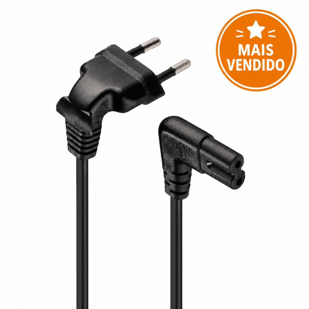 Cabo de Força X-Cell XC-CF-12 Bipolar Tipo 8 90° 1.5m 10A Preto para Tvs e Impressoras