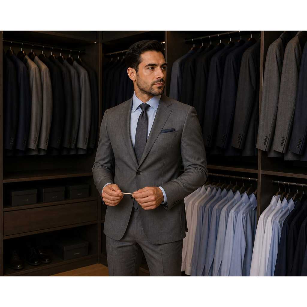 TERNO GARBO SEMI NOVO,COR CINZA,NUMERO 48,ELEGANTE E ESTA PERFEITO,