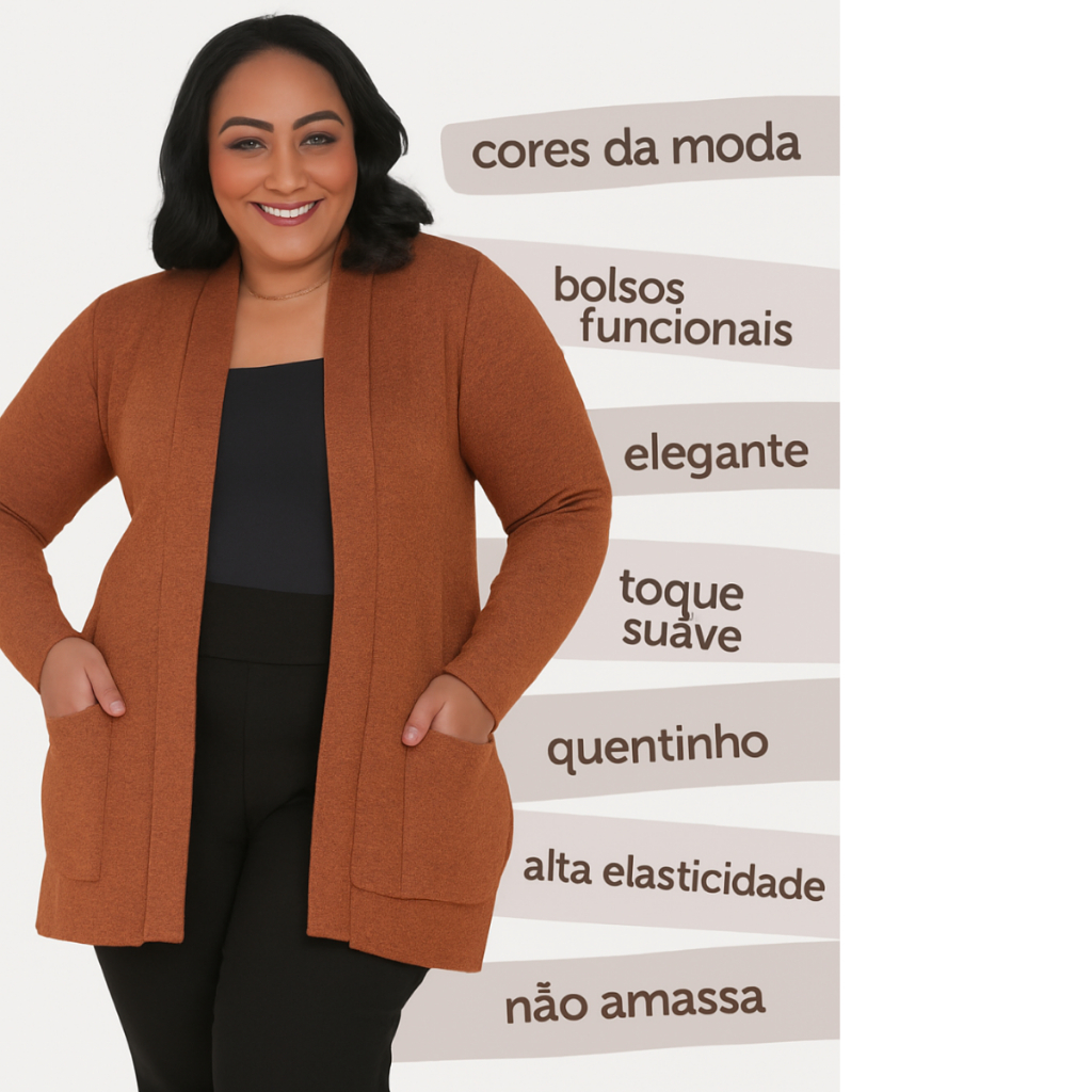 Cardigan Plus Size Casaco Lanzinha Feminino Blusa de Frio — imagem 2 de 2
