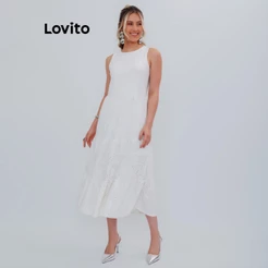 Lovito Vestido Feminino Midi em Malha Laise DRB1366BRL1396