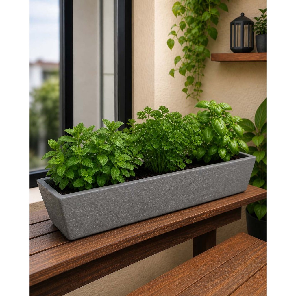 Vaso Planta Horta Jardineira Suculenta Temperos Hortaliças Floreira Rasa 100cm Polietileno
