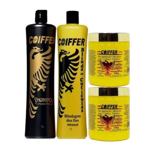 KIT BLINDAGEM PROGRESSIVA SEM FORMOL COIFFER 4 ITENS 100% ORIGINAL ENVIO IMEDIATO