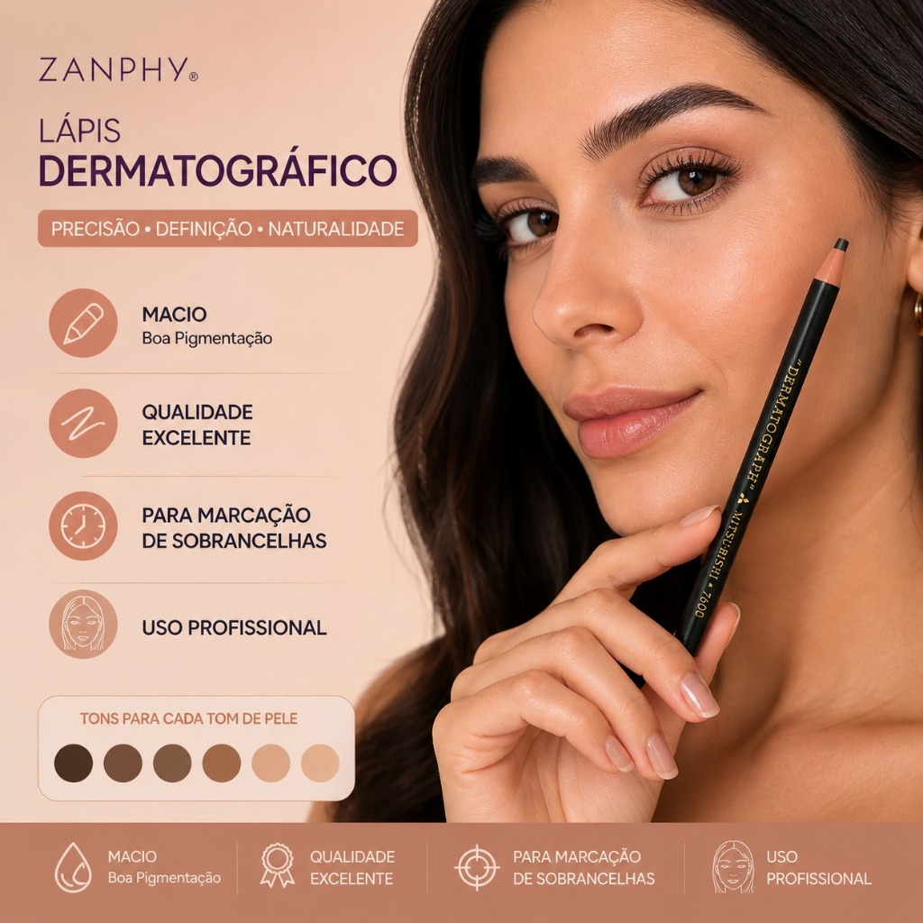 Lápis Preto Mitsubishi 7600 | Lápis Dermatográfico Preto Maquiagem Micropigmentação