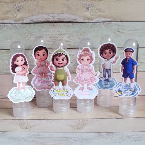 Aplique Tubete Imagem I.A Personalizada Festa Infantil Nome e Idade para Decoração e Lembrancinha