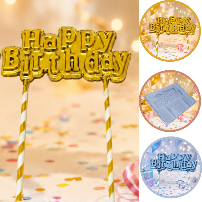 1~10 Forma Simples  Happy Birthday  10018  em Acetato BWB Para Bombom e Doces de Chocolate e Confeitaria (CHOCO)