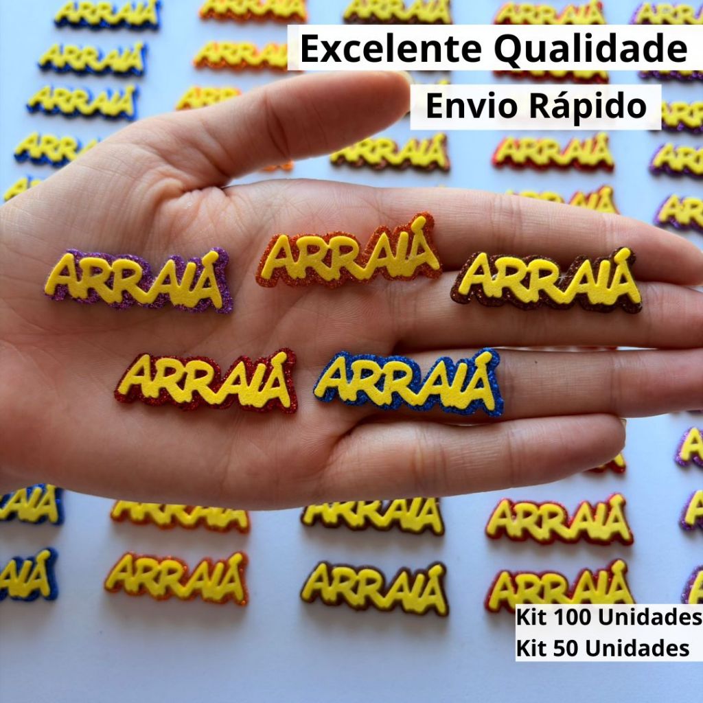 100 Apliques EVA  Festa Junina Arraiá São João Glitter | Para Laços Pet e Artesanato | Corte a Laser