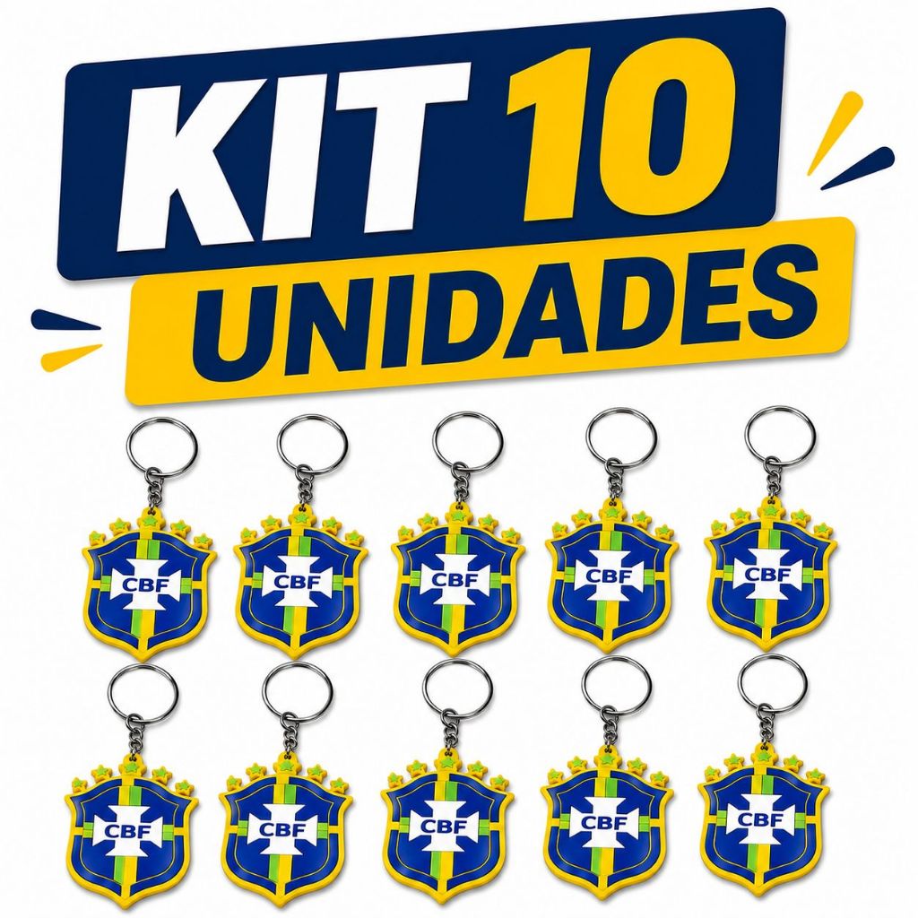 Kit chaveiros escudo Selecao Brasileira copa