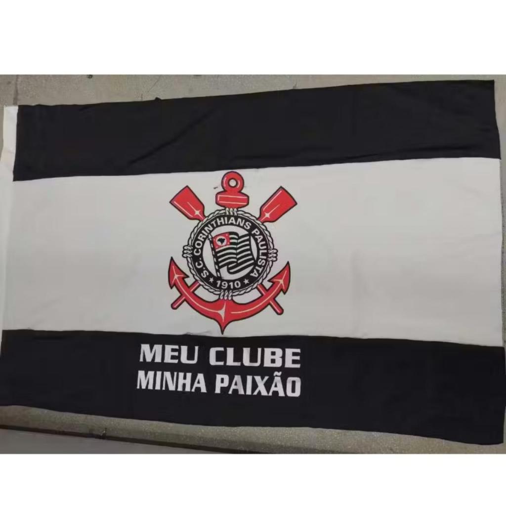 Bandeira Timão 1,50x1,00 Grande Torcida Decorativa Tecido Poliéster Premium