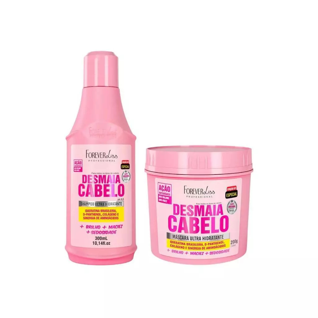 Kit Especial Desmaia Cabelo Forever Liss Shampoo 300ml e Máscara 200g