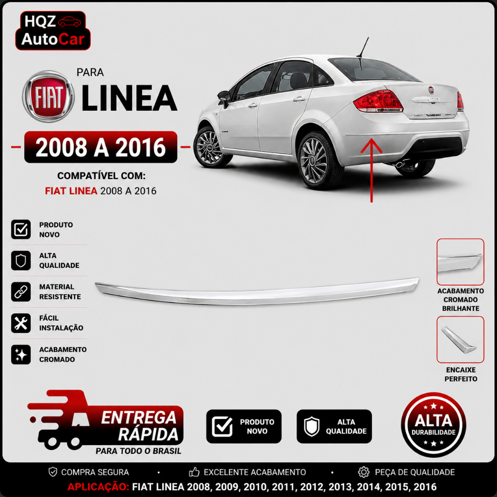 FRISO PARACHOQUE TRASEIRO LINEA 2008 A 2016 CROMADO