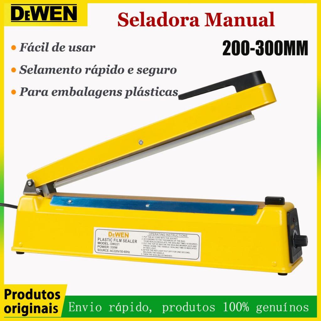 Seladora de Plástico Manual 300mm 330W 8 Níveis de Temperatura Multiuso para Alimentos e Embalagens