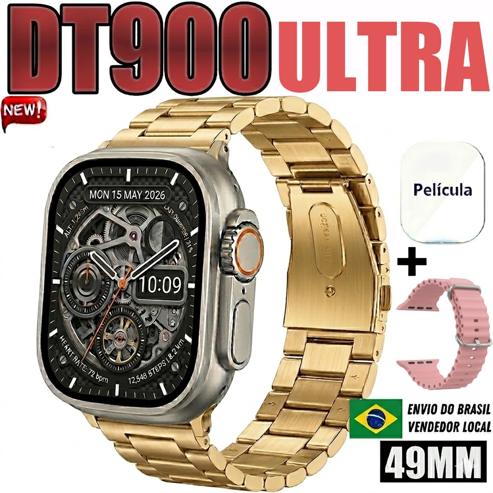 Relógio Original Ultra Smart Watch DT900 Ultra Temperatura Corporal Bluetooth Chamadas