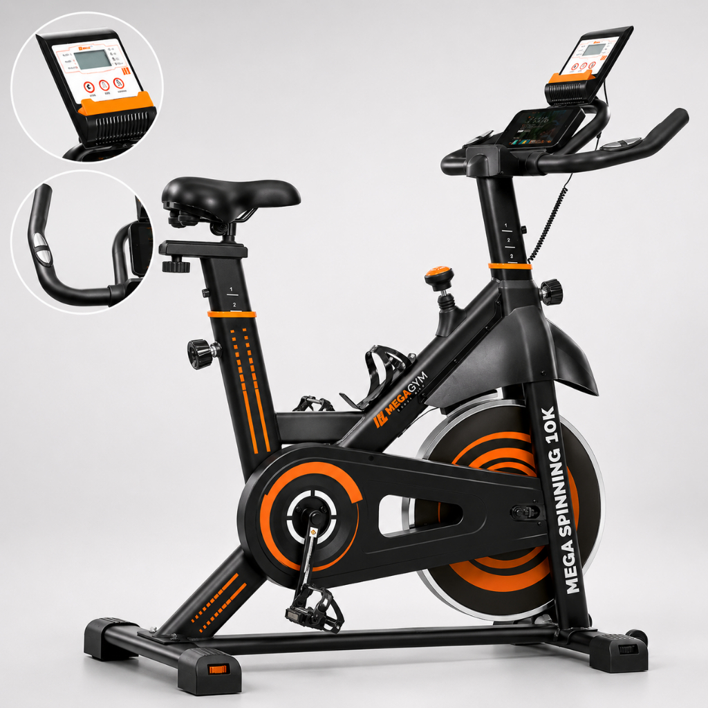 Bicicleta Spinning Ergométrica Com Roda De Inércia De 10kg Com Monitor Profissional Suporta 140kg
