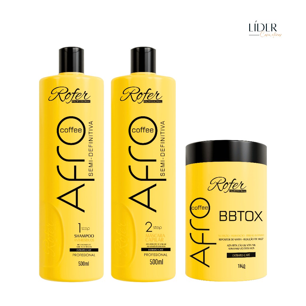 Kit Progressiva Afro Coffee 500ml + Botox Afro Coffee1kg Rofer Profissional