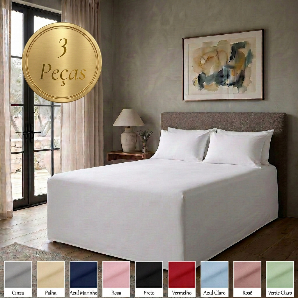 Capa Luva Linha Supreme 400 Fios Para Cama Box Queen 3 Peças Quarto Decoração Diversas Variadas