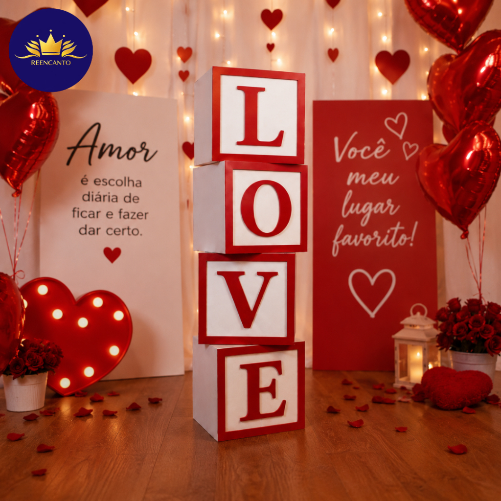 Cubo Love 1 Metro MDF 3mm Decoracao Romantica Namorados Casamento