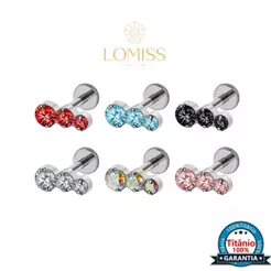 Piercing Labret TitâNio 3 ZircôNia Cravejada