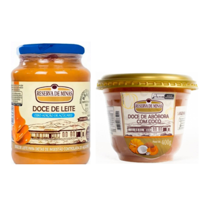 COMBO Doce de Abóbora com Coco 400g  + Doce de Leite 630g DIet Zero Açúcar