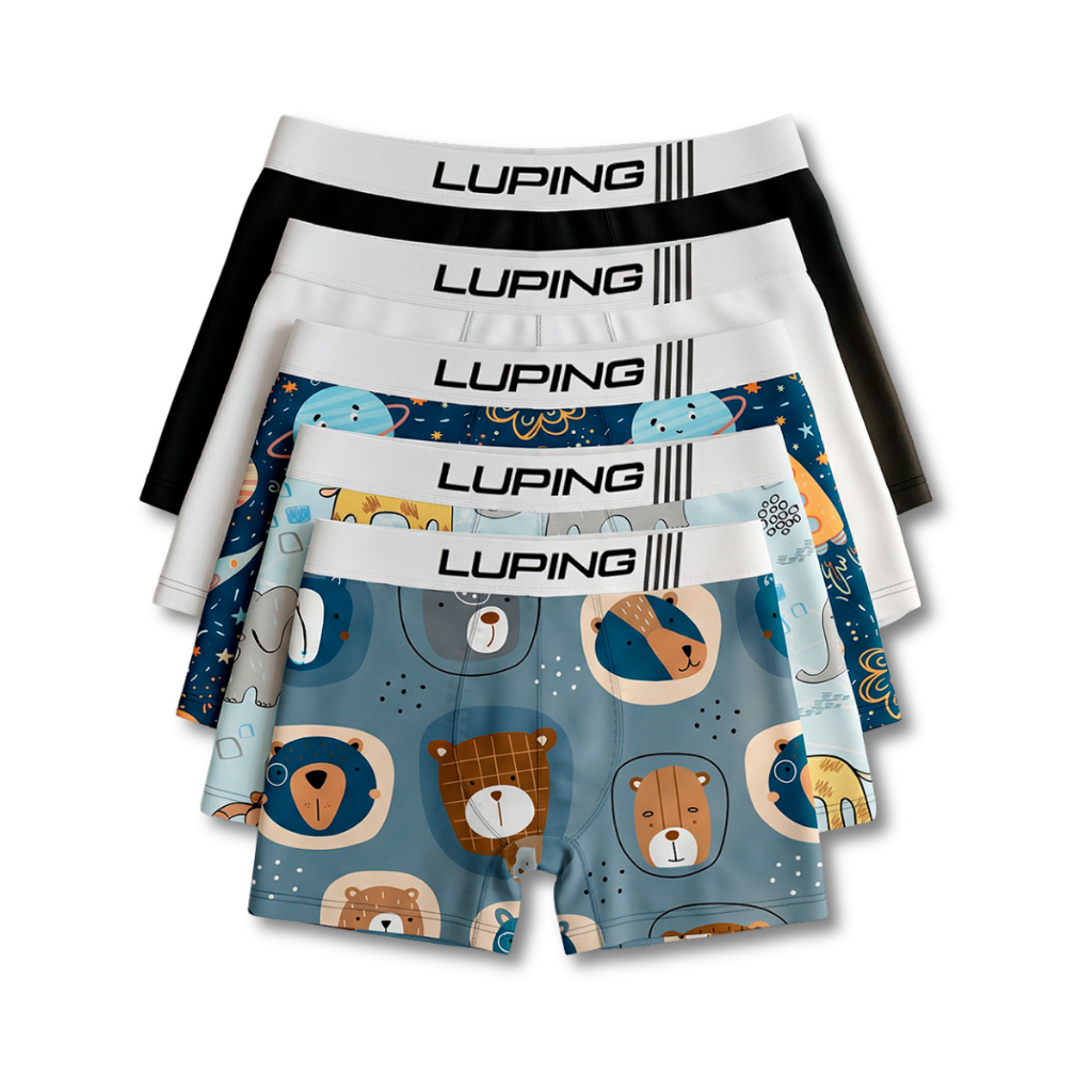 Kit 10, 5 Cuecas Infantil Forro Algodão Shortinho Microfibra Elástico Premium Lisa E Estampada