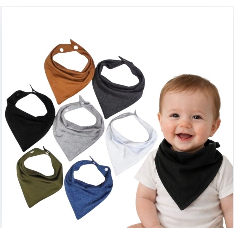 Kit 7 Babadores Bandana Bebe 100% Algodão / Anti baba, Macio e Ajustável Menina Menino