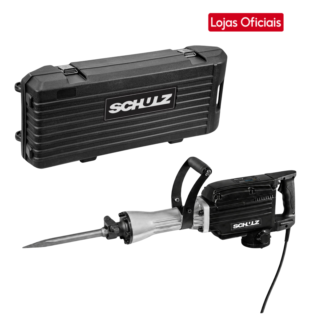 Martelo Demolidor Rompedor Schulz MDS 45 1600W 45J 220V Hexagonal 30mm Com Maleta De Rodas E Cinzel