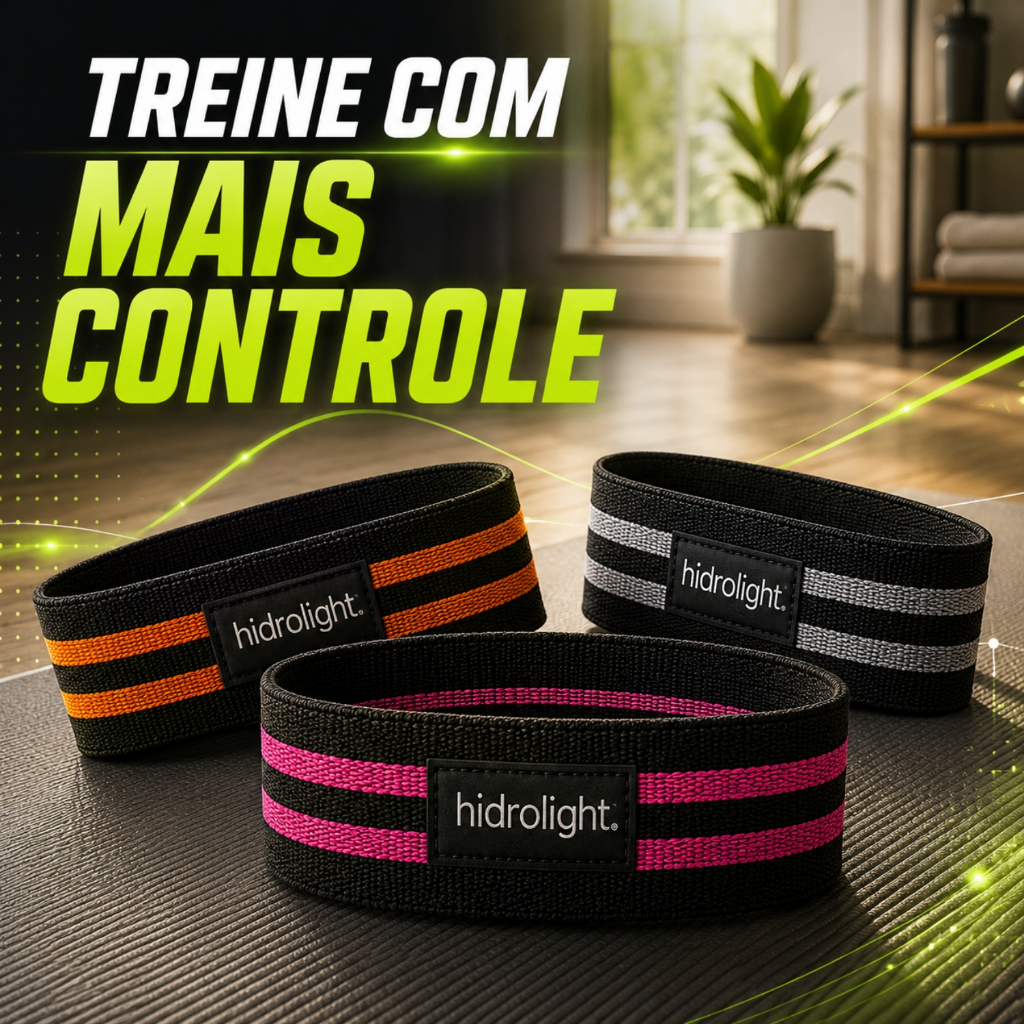 Mini Band Elástico Hip Band Pro Hidrolight Kit 3 Peças Forte Treino Glúteos Pernas Academia Fitness