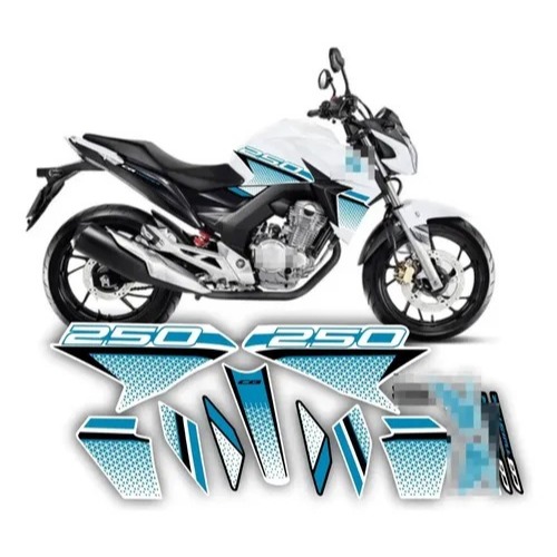Kit Adesivos Compatível Com Cb Twister 250 2016 a 2024 Azul Bebe Laminada