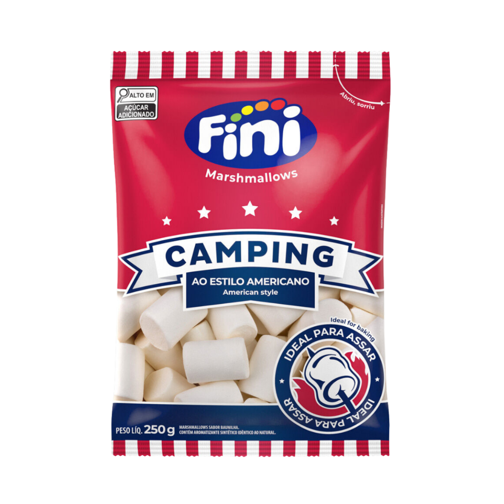 Fini Marshmallow Camping - 250g | Estilo Americano, Para Assar