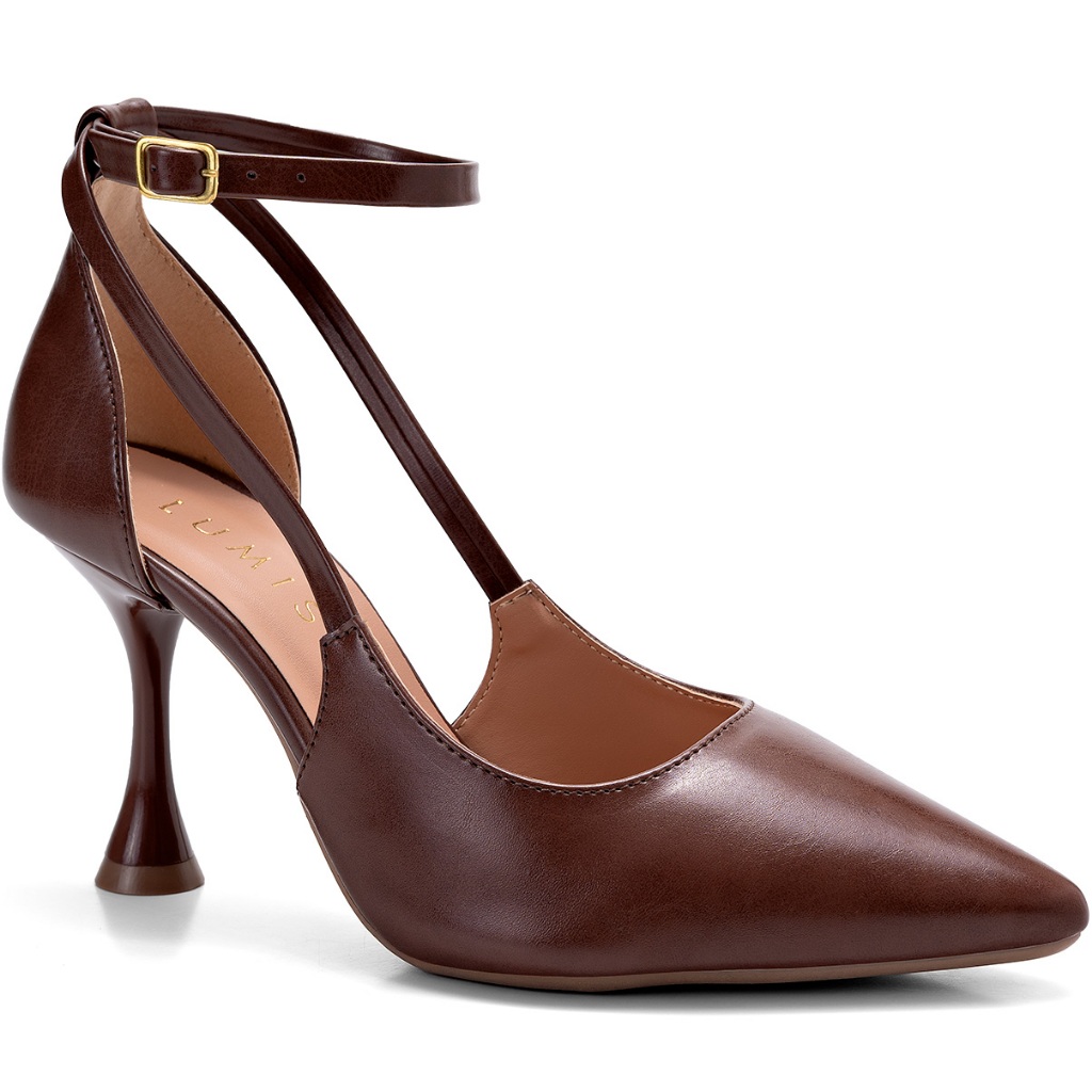 Scarpin Feminino Lumiss Bico Fino Salto Alto Fino Confortável Fivela Elegante Casual Básico