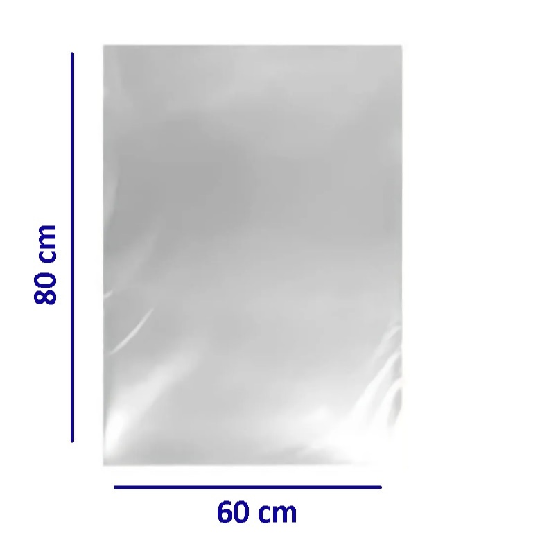 Saco PEBD Transparente 60x80 Resistente para Alimentos Doces Congelados 1kg