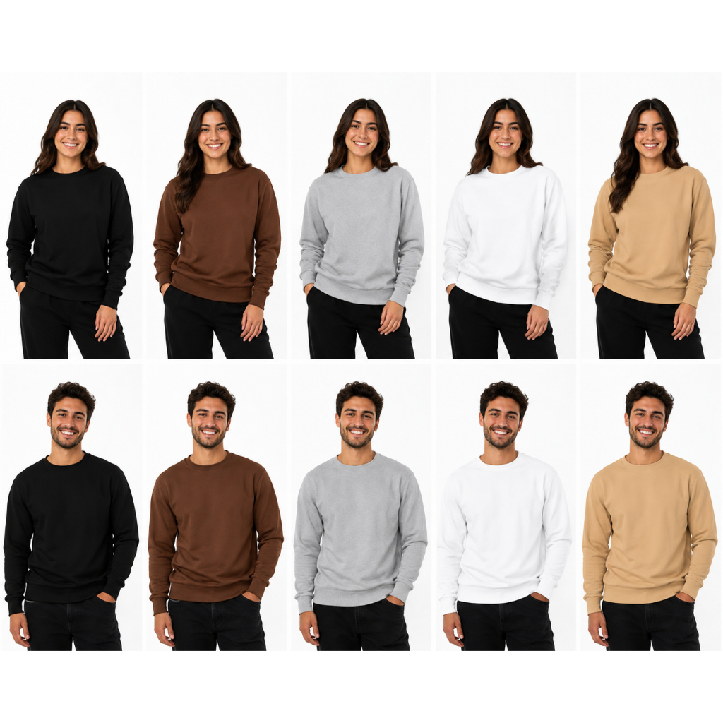 Moletom Gola Redonda Unissex Blusa De Frio Careca Casaco Feminino Masculino Flanelado Sem Estampa Algodão