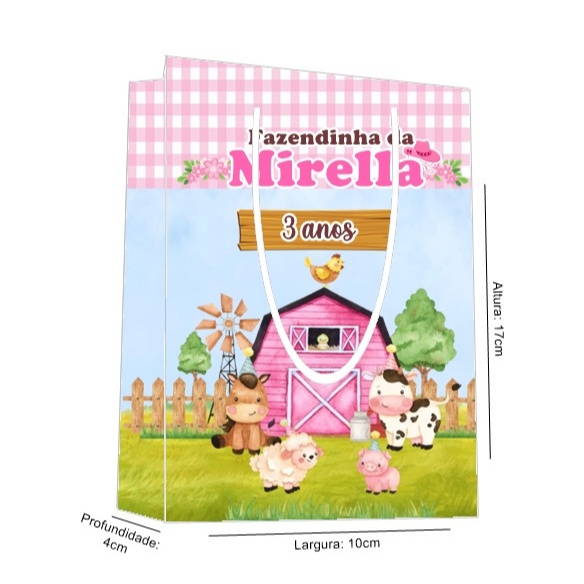 Sacolinha Fazendinha Personalizada para Aniversário/ Lembrancinha Festa Infantil / Qualquer nome e idade
