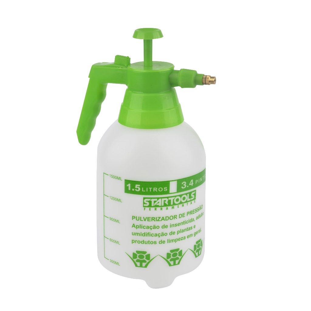 Pulverizador de Pressão Manual 1,5L com Bico Ajustável e Trava de Segurança
