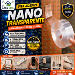 Fita Dupla Face 1M/3M/5M Extra Forte Transparente Adesiva Cola Parede Móvel Porta