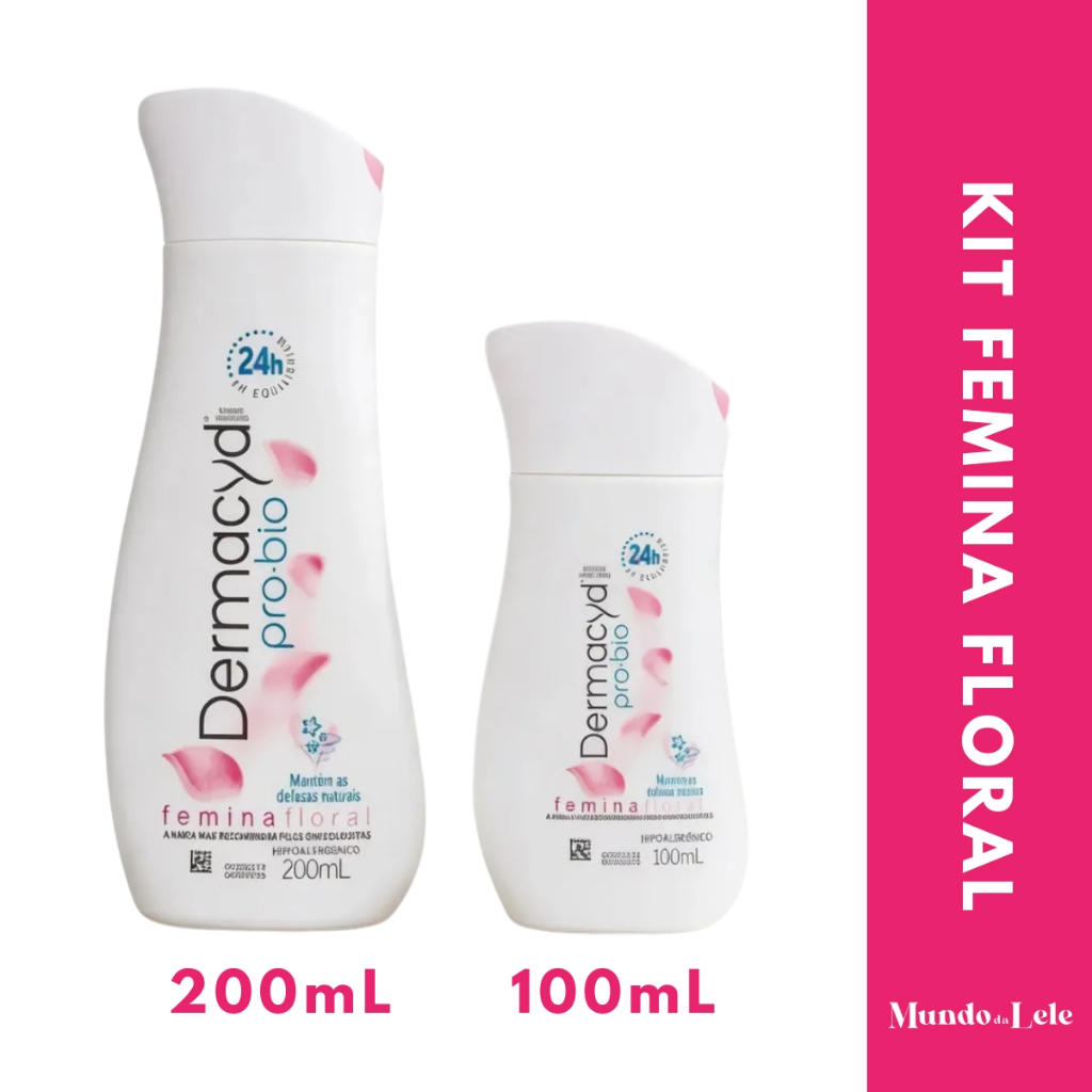 Imagem Kit Sabonete Liquido Dermacyd Femina Floral  200ml + 100ml