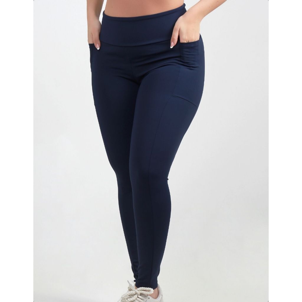 Calça Legging Treino Academia Fitness 3 Bolsos Celular Confortável Suplex Zero Transparência