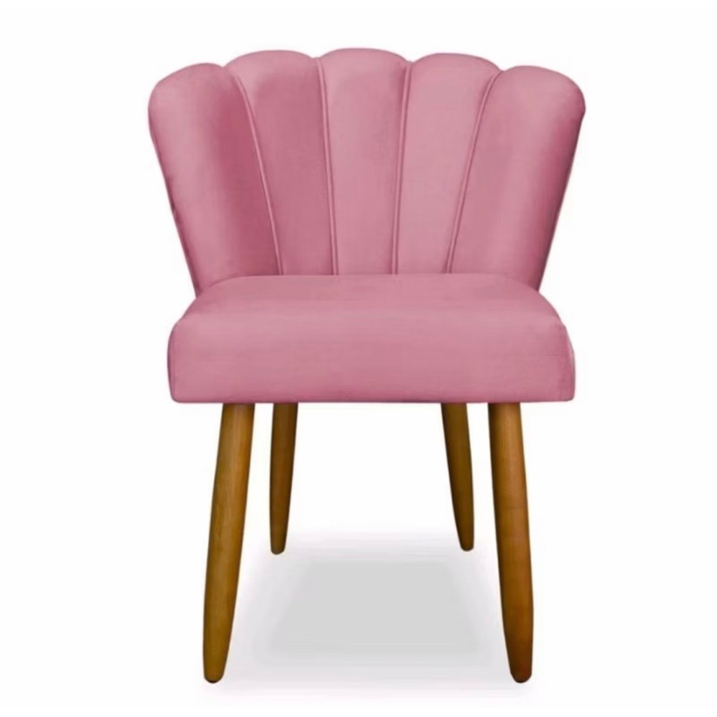 Cadeira petala decorativa veludo rosa