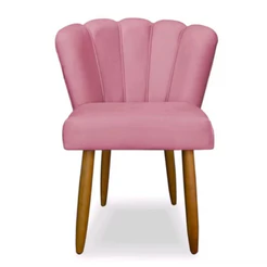 Cadeira petala decorativa veludo rosa