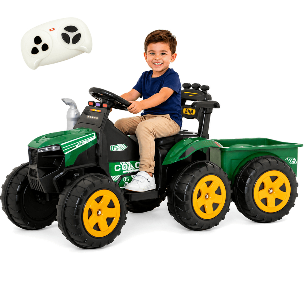 Trator Infantil Eletrico Biemme Super Farmer Verde 12V Controle