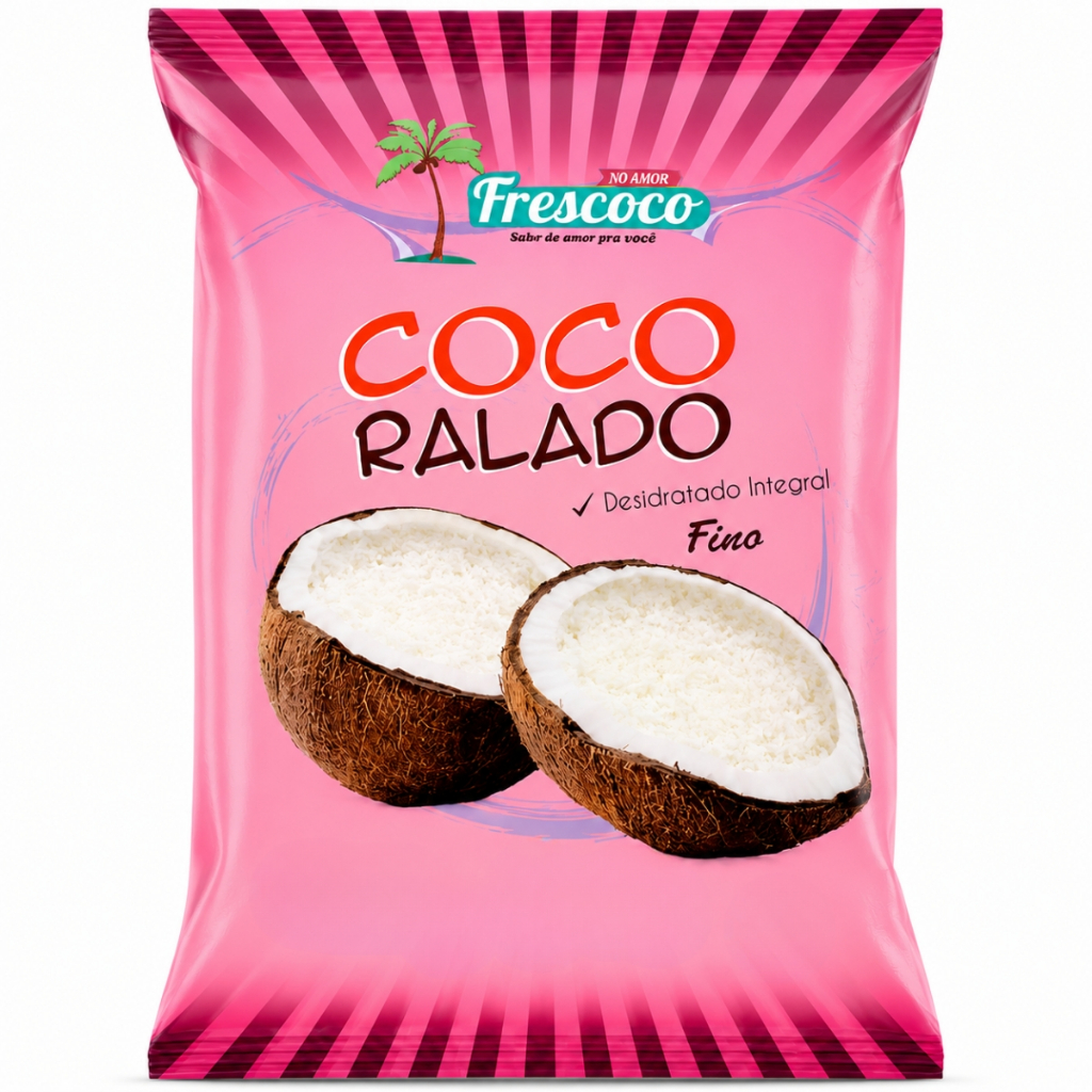 Coco Ralado Integral Fino Frescoco Para Bolos e Doces