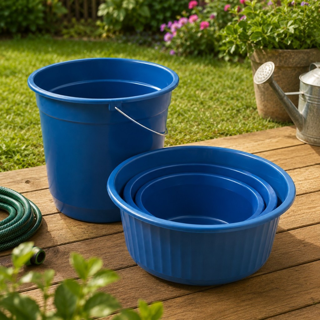 Kit 3 Bacias Com Balde Plástico Multiuso Resistente Limpeza Cozinha Lavanderia Organização Casa