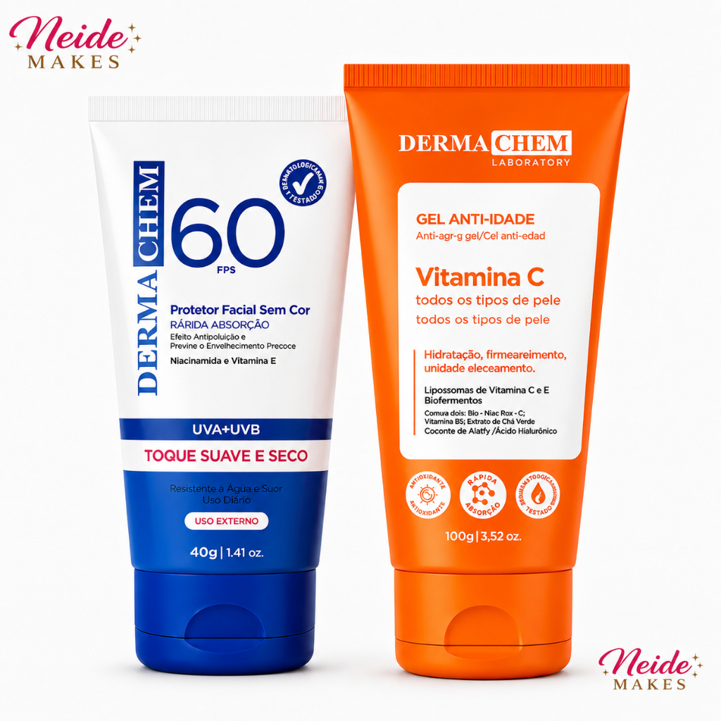 Skincare Dermachem Anti-Idade 1 Protetor Solar Fator 60 e 1 Gel Vitamina C