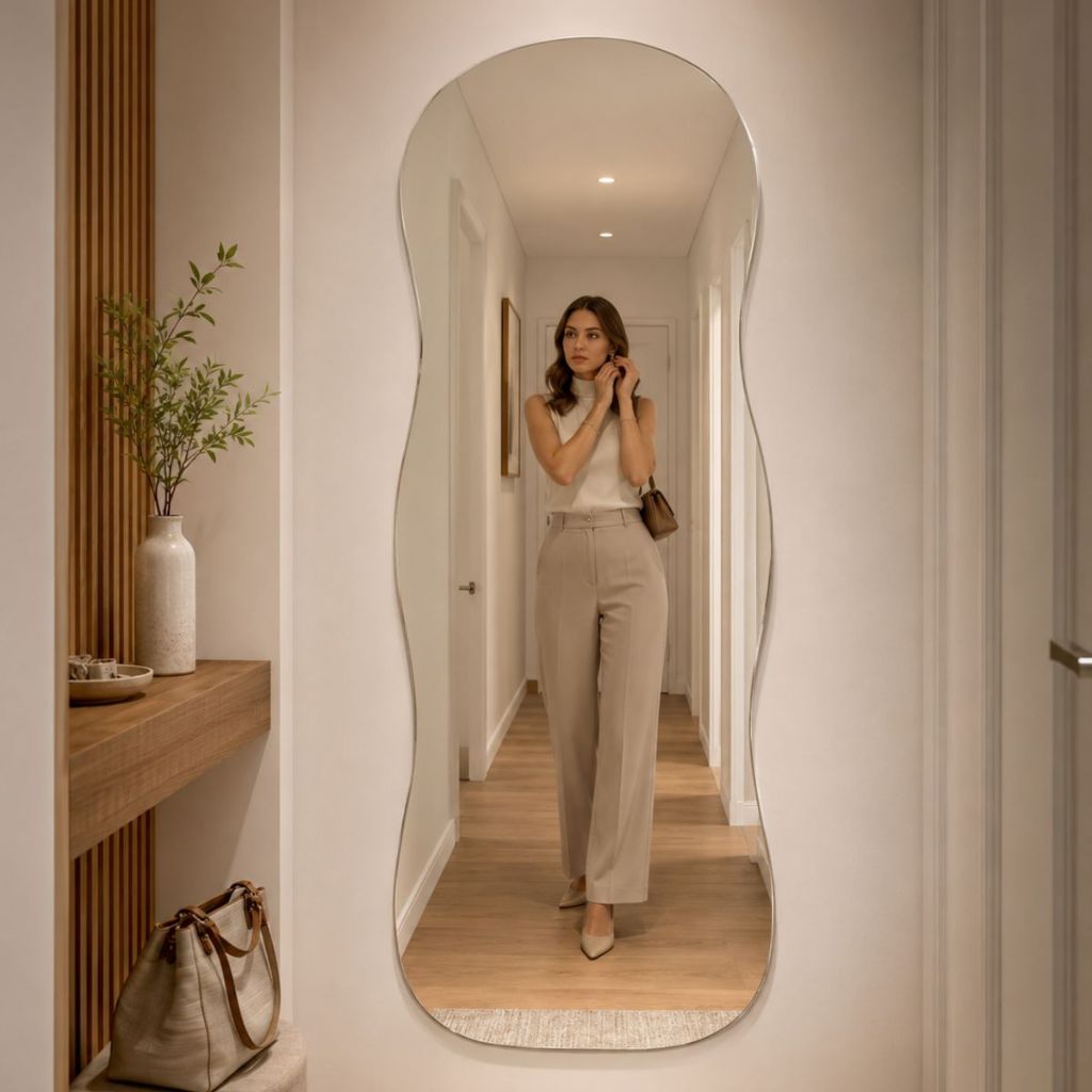Espelho Lopazzi Grande Orgânico Aura 150cm Vidro Cristal Sem Distorção Premium Sala Corredor Hall