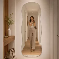 Espelho Lopazzi Grande Orgânico Aura 150cm Vidro Cristal Sem Distorção Premium Sala Corredor Hall