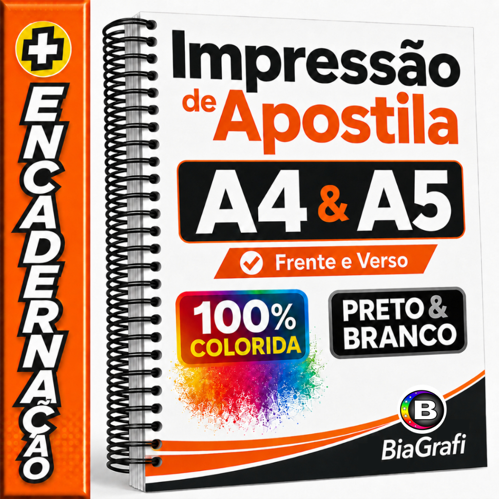 Impressão de 1 Apostila totalizando 440 páginas Impressa em Frente e Verso e Encadernação com capa